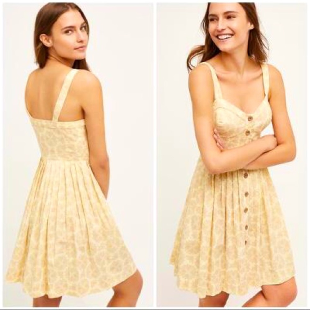 Anthropologie Maeve Yellow/Gold Cafe Bug Dress Size 16